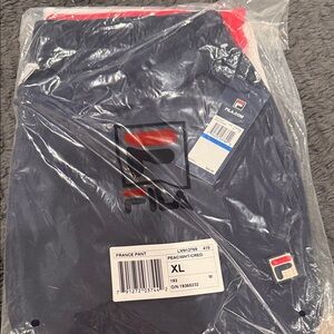 Fila Navy and Red Logo Track Pants